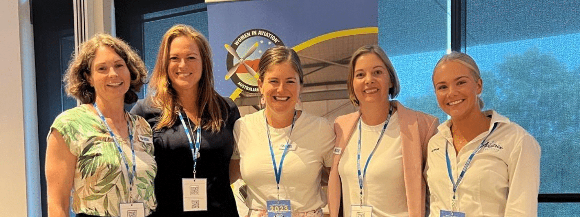 Five happy women in the Women in Aviation 2023 Scholarship Program